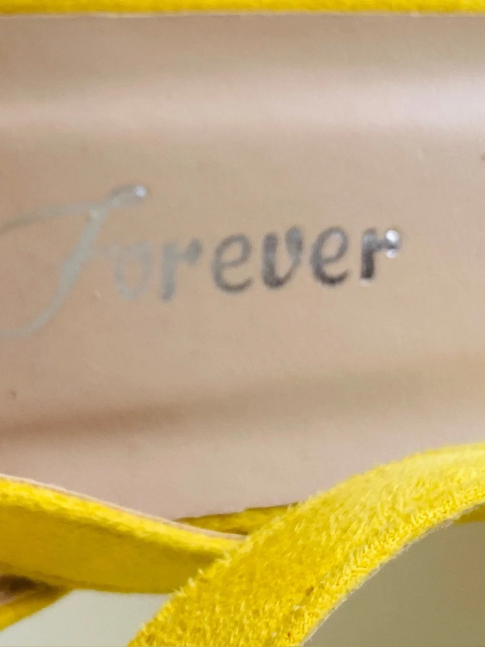 Forever Yellow Faux Suede Pointed Toe Block Heels with Ankle Strap 8 Retro Mod
